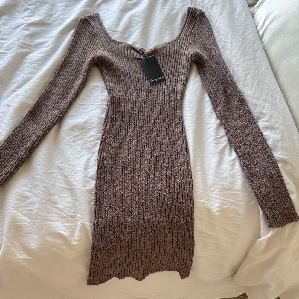 VICI NWT Brown Ribbed Knit Dress
